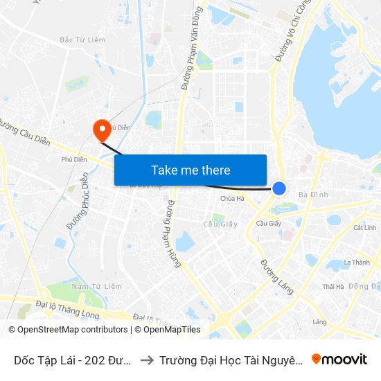 Dốc Tập Lái - 202 Đường Bưởi Trên to Trường Đại Học Tài Nguyên Và Môi Trường map