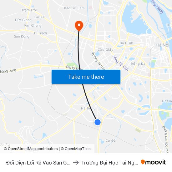 Đối Diện Lối Rẽ Vào Sân Gold Hà Đông - Văn Phú to Trường Đại Học Tài Nguyên Và Môi Trường map