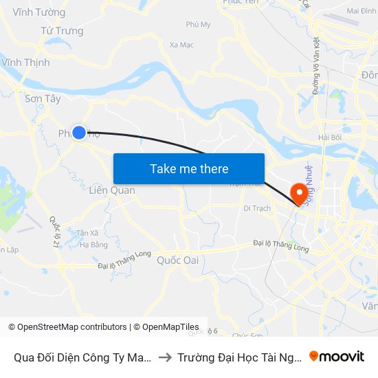 Qua Đối Diện Công Ty May Bona Việt Nam 15m to Trường Đại Học Tài Nguyên Và Môi Trường map