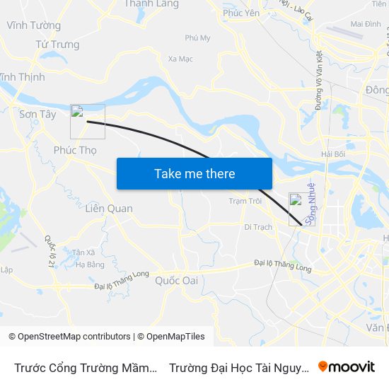 Trước Cổng Trường Mầm Non Võng Xuyên to Trường Đại Học Tài Nguyên Và Môi Trường map