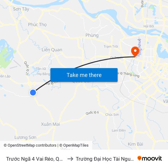 Trước Ngã 4 Vai Réo, Quốc Lộ 21a - Đt446 to Trường Đại Học Tài Nguyên Và Môi Trường map