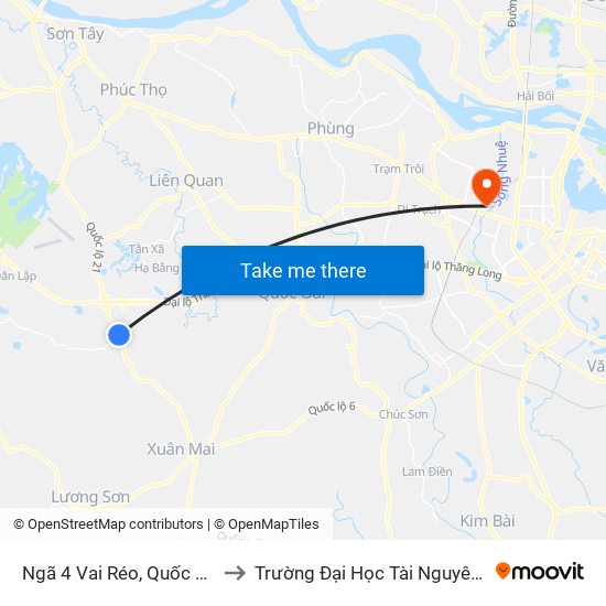 Ngã 4 Vai Réo, Quốc Lộ 21a - Đt446 to Trường Đại Học Tài Nguyên Và Môi Trường map