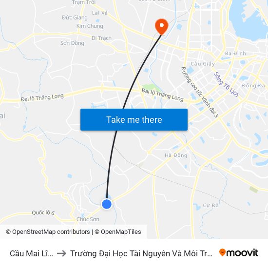 Cầu Mai Lĩnh to Trường Đại Học Tài Nguyên Và Môi Trường map