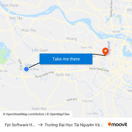 Fpt Software Hòa Lạc to Trường Đại Học Tài Nguyên Và Môi Trường map