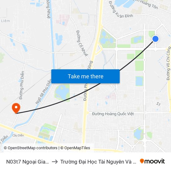 N03t7 Ngoại Giao Đoàn to Trường Đại Học Tài Nguyên Và Môi Trường map