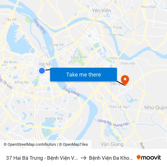 37 Hai Bà Trưng - Bệnh Viện Việt Nam Cu Ba to Bệnh Viện Đa Khoa Gia Lâm map