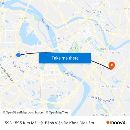 593 - 595 Kim Mã to Bệnh Viện Đa Khoa Gia Lâm map