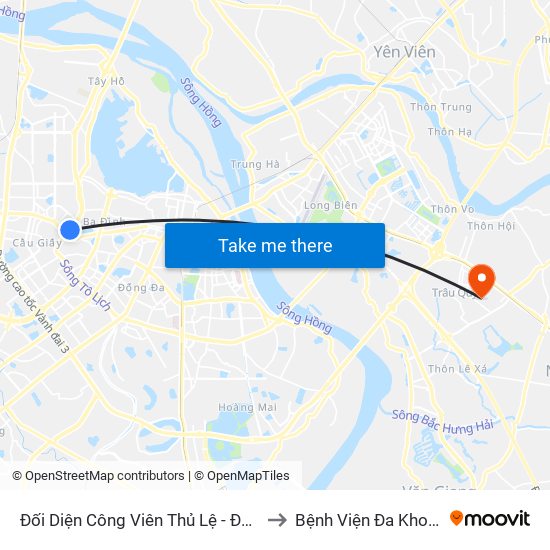 Đối Diện Công Viên Thủ Lệ - Đường Bưởi Dưới to Bệnh Viện Đa Khoa Gia Lâm map