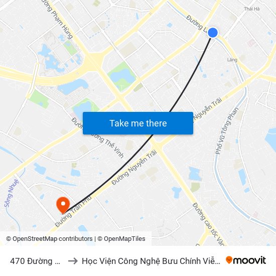 470 Đường Láng to Học Viện Công Nghệ Bưu Chính Viễn Thông map