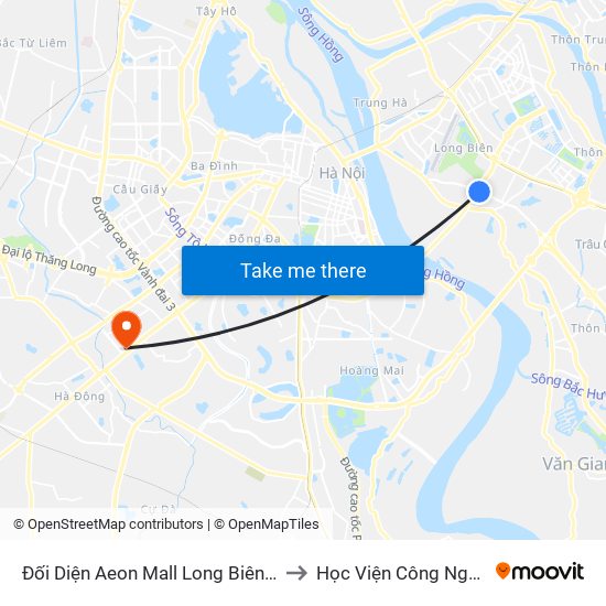 Đối Diện Aeon Mall Long Biên (Cột Điện T4a/2a-B Đường Cổ Linh) to Học Viện Công Nghệ Bưu Chính Viễn Thông map