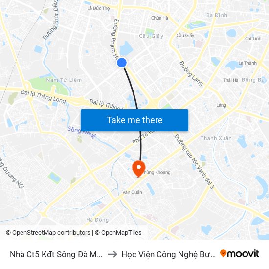 Nhà Ct5 Kđt Sông Đà Mỹ Đình - Phạm Hùng to Học Viện Công Nghệ Bưu Chính Viễn Thông map