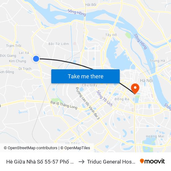 Hè Giữa Nhà Số 55-57 Phố Nhổn to Triduc General Hospital map