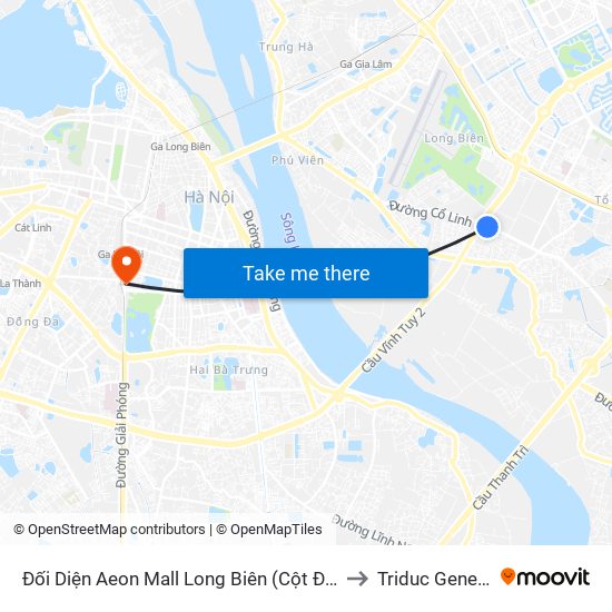 Đối Diện Aeon Mall Long Biên (Cột Điện T4a/2a-B Đường Cổ Linh) to Triduc General Hospital map