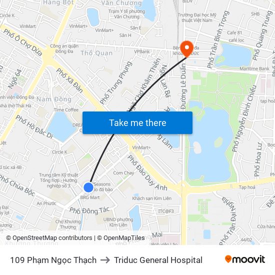 109 Phạm Ngọc Thạch to Triduc General Hospital map