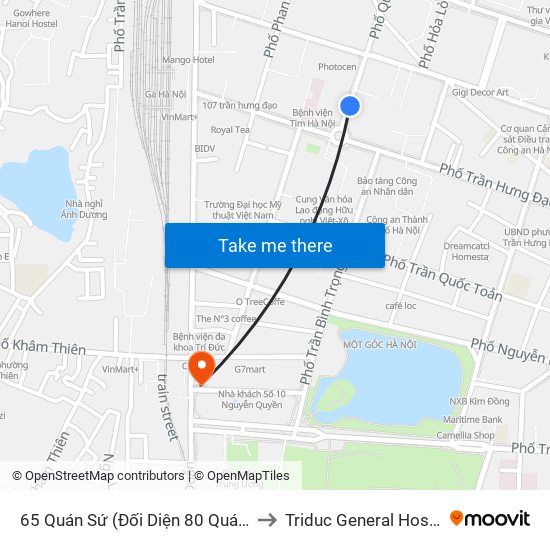 65 Quán Sứ (Đối Diện 80 Quán Sứ) to Triduc General Hospital map