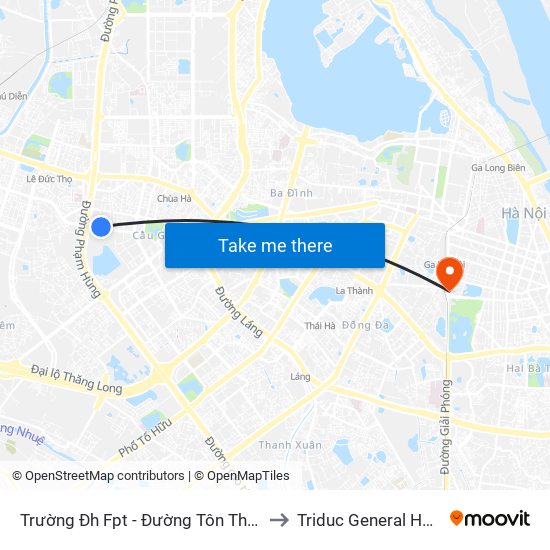 Trường Đh Fpt - Đường Tôn Thất Thuyết to Triduc General Hospital map