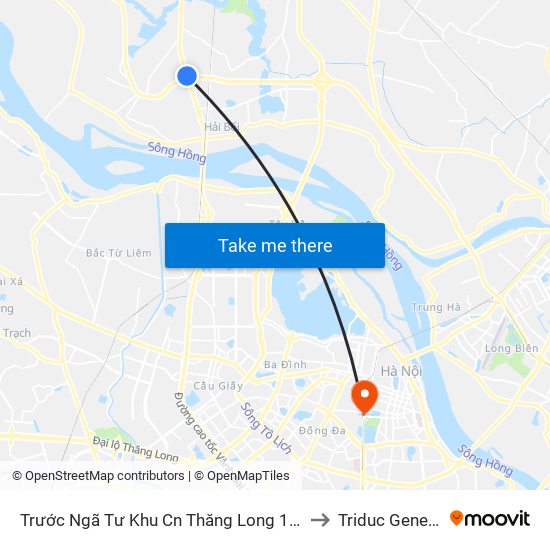 Trước Ngã Tư Khu Cn Thăng Long 100m (Chiều Nội Bài - Hà Nội) to Triduc General Hospital map