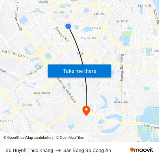 20 Huỳnh Thúc Kháng to Sân Bóng Bộ Công An map