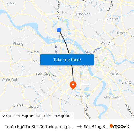 Trước Ngã Tư Khu Cn Thăng Long 100m (Chiều Nội Bài - Hà Nội) to Sân Bóng Bộ Công An map
