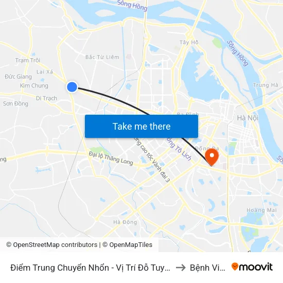 Điểm Trung Chuyển Nhổn - Vị Trí Đỗ Tuyến 20, 29, 32 (Chiều Sơn Tây - Hà Nội)- Đường 32 to Bệnh Viện Đại Học Y map