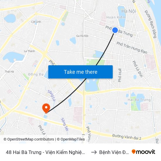 48 Hai Bà Trưng - Viện Kiểm Nghiệm Thuốc Trung Ương to Bệnh Viện Đại Học Y map