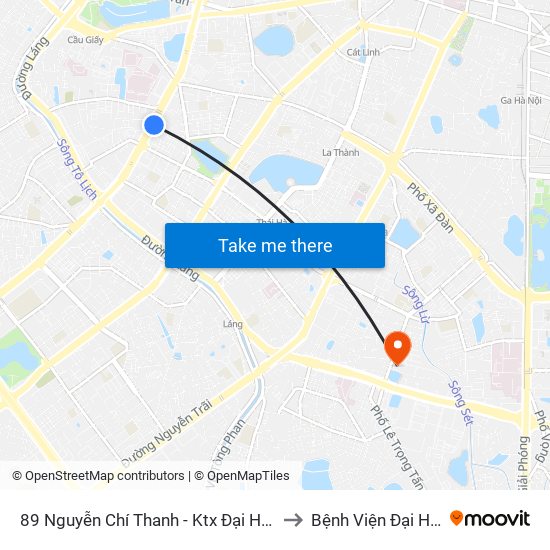 89 Nguyễn Chí Thanh - Ktx Đại Học Luật to Bệnh Viện Đại Học Y map