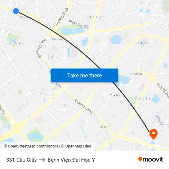 331 Cầu Giấy to Bệnh Viện Đại Học Y map