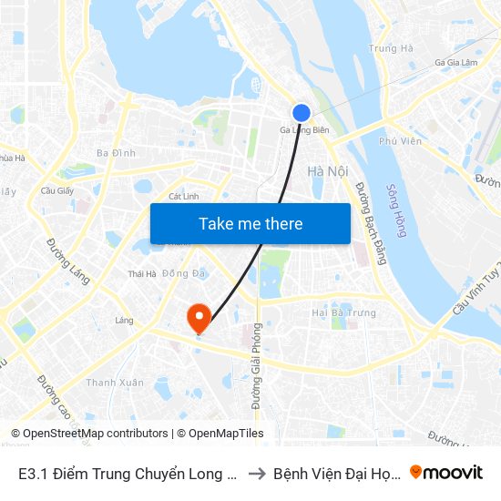 E3.1 Điểm Trung Chuyển Long Biên to Bệnh Viện Đại Học Y map