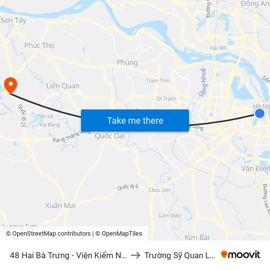 48 Hai Bà Trưng - Viện Kiểm Nghiệm Thuốc Trung Ương to Trường Sỹ Quan Lục Quân Sơn Tây map