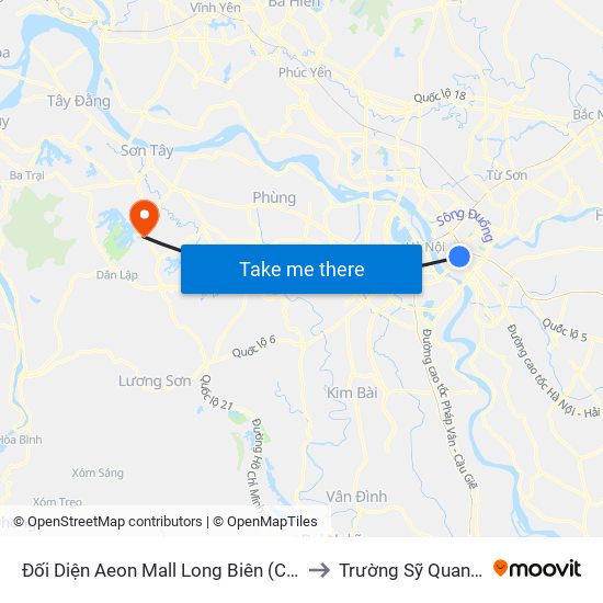 Đối Diện Aeon Mall Long Biên (Cột Điện T4a/2a-B Đường Cổ Linh) to Trường Sỹ Quan Lục Quân Sơn Tây map