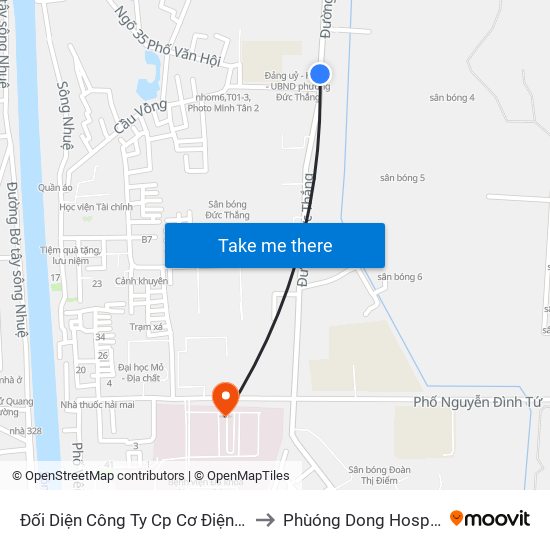 Đối Diện Công Ty Cp Cơ Điện Hn- Đường Đức Thắng to Phùóng Dong Hospital - INTRACOM map