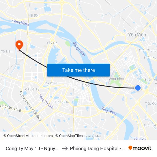 Công Ty May 10 - Nguyễn Văn Linh to Phùóng Dong Hospital - INTRACOM map