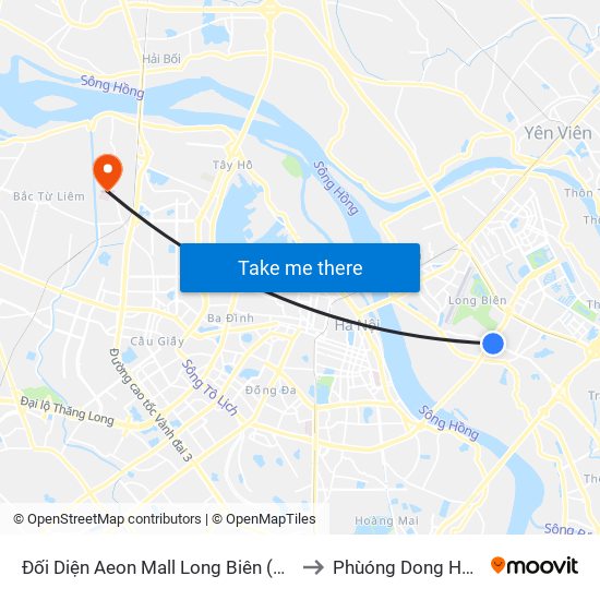 Đối Diện Aeon Mall Long Biên (Cột Điện T4a/2a-B Đường Cổ Linh) to Phùóng Dong Hospital - INTRACOM map