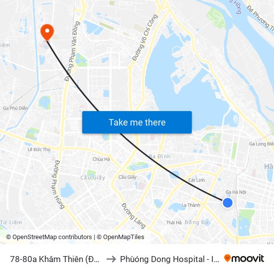 78-80a Khâm Thiên (Đối Diện 71) to Phùóng Dong Hospital - INTRACOM map