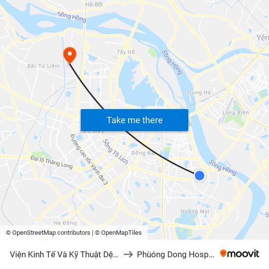 Viện Kinh Tế Và Kỹ Thuật Dệt May - 478 Minh Khai to Phùóng Dong Hospital - INTRACOM map