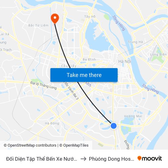 Đối Diện Tập Thể Bến Xe Nước Ngầm Hà Nội - Ngọc Hồi to Phùóng Dong Hospital - INTRACOM map