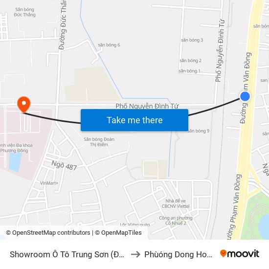 Showroom Ô Tô Trung Sơn (Đối Diện 315 Phạm Văn Đồng) to Phùóng Dong Hospital - INTRACOM map