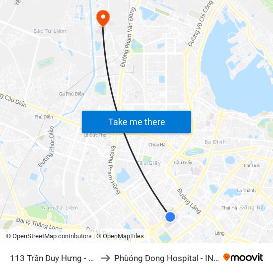 113 Trần Duy Hưng - Bộ Khcn to Phùóng Dong Hospital - INTRACOM map