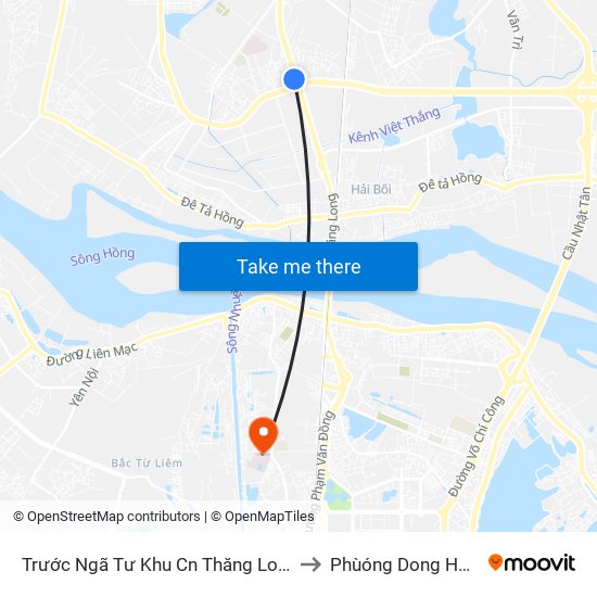Trước Ngã Tư Khu Cn Thăng Long 100m (Chiều Nội Bài - Hà Nội) to Phùóng Dong Hospital - INTRACOM map