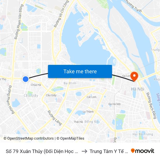Số 79 Xuân Thủy (Đối Diện Học Viện Báo Chí Và Tuyên Truyền) to Trung Tâm Y Tế Quận Hoàn Kiếm map