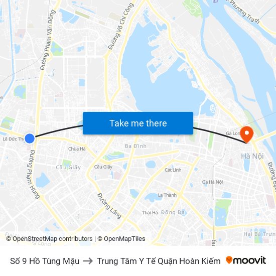 Số 9 Hồ Tùng Mậu to Trung Tâm Y Tế Quận Hoàn Kiếm map