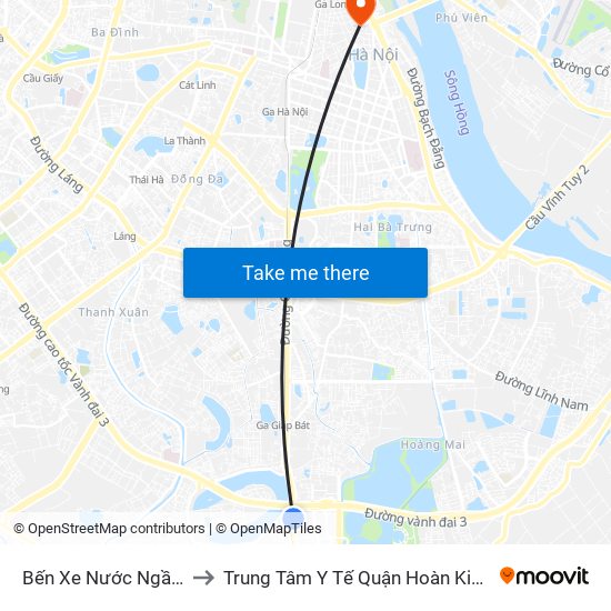 Bến Xe Nước Ngầm to Trung Tâm Y Tế Quận Hoàn Kiếm map