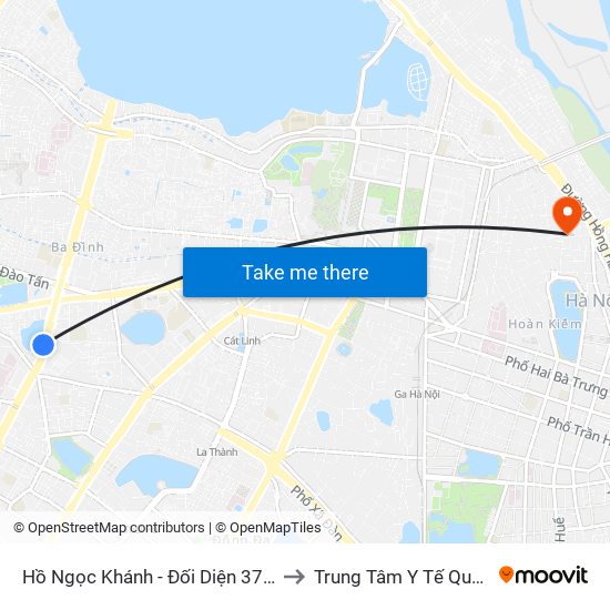 Hồ Ngọc Khánh - Đối Diện 37 Nguyễn Chí Thanh to Trung Tâm Y Tế Quận Hoàn Kiếm map