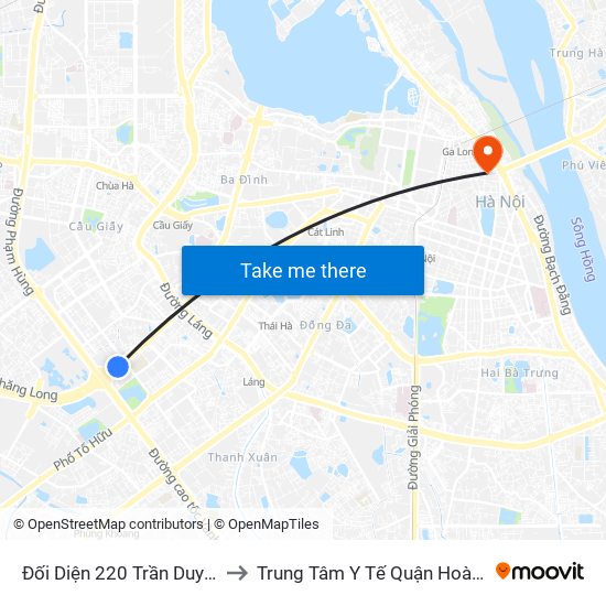 Đối Diện 220 Trần Duy Hưng to Trung Tâm Y Tế Quận Hoàn Kiếm map