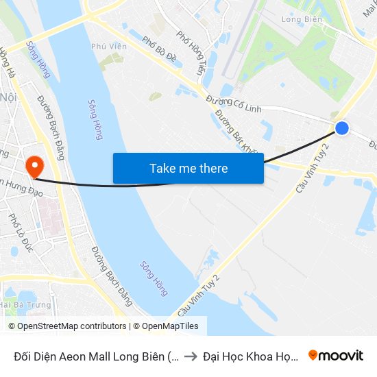 Đối Diện Aeon Mall Long Biên (Cột Điện T4a/2a-B Đường Cổ Linh) to Đại Học Khoa Học Tự Nhiên - Khoa Hoá map
