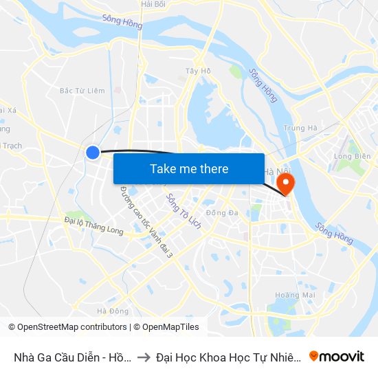 Nhà Ga Cầu Diễn - Hồ Tùng Mậu to Đại Học Khoa Học Tự Nhiên - Khoa Hoá map