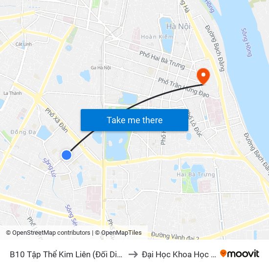 B10 Tập Thể Kim Liên (Đối Diện Ngõ 46b Phạm Ngọc Thạch) to Đại Học Khoa Học Tự Nhiên - Khoa Hoá map