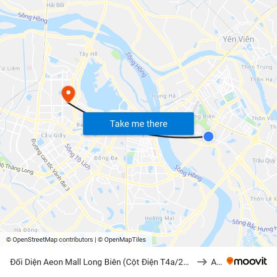 Đối Diện Aeon Mall Long Biên (Cột Điện T4a/2a-B Đường Cổ Linh) to A21 map