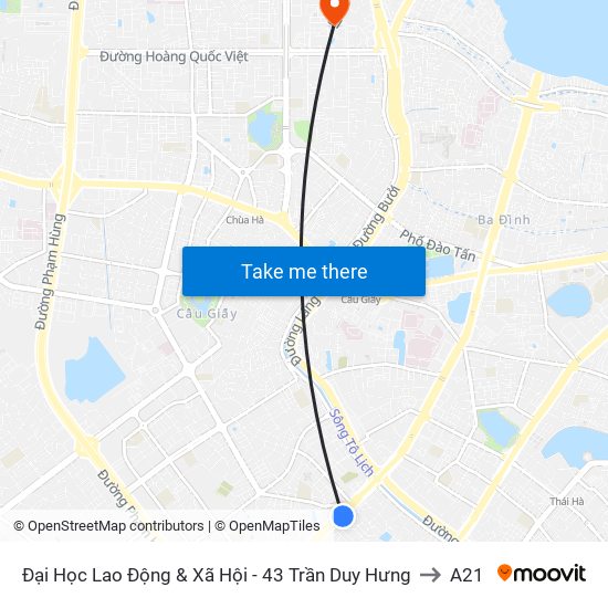 Đại Học Lao Động & Xã Hội - 43 Trần Duy Hưng to A21 map