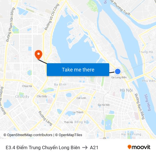 E3.4 Điểm Trung Chuyển Long Biên to A21 map